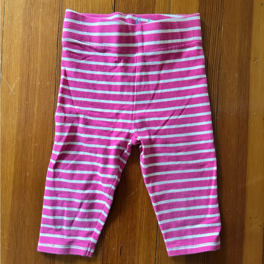 Mini Boden Pink & White Stripe Cropped Leggings - size 2-3Y